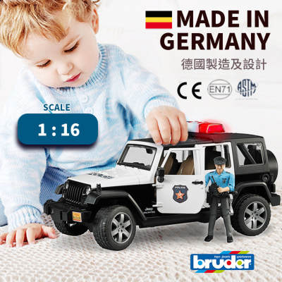 Bruber - 玩具車 - 吉普車警車連警察及配件 I 德國製造 I 1:16彷真模型車